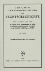 Zeitschrift der Savigny-Stiftung für Rechtsgeschichte (ZRG). Jg. 126. Germanistische Abteilung