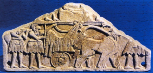 16. Carro a ruote piene trainato da onagri proveniente da Ur (2700 a.C.). (da A.Benoit: 2003, fig.85); ibid., pg 33.